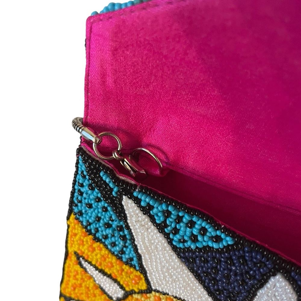 RICKI DESIGN Multicolored Beaded OMG Crossbody / Shoulder Bag with Metal Strap - Picture 15 of 15